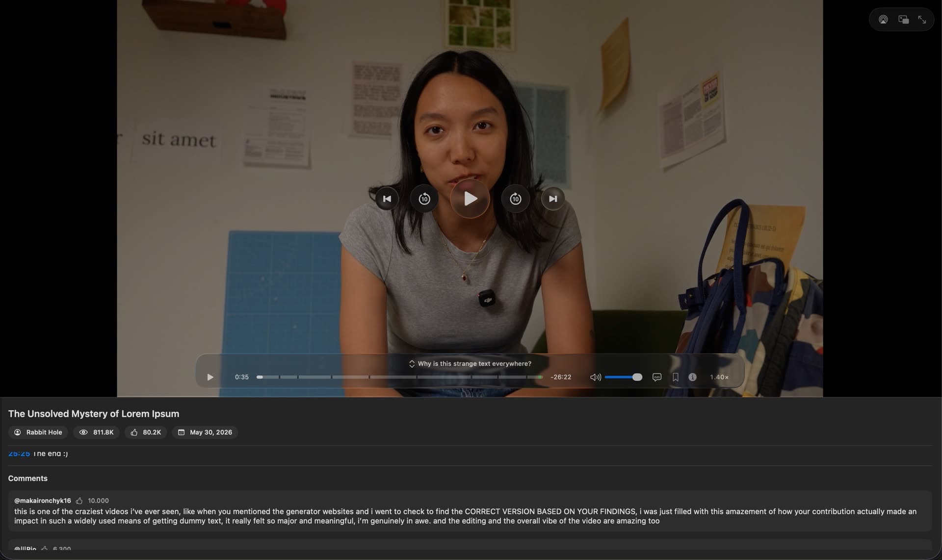 Comments & video info